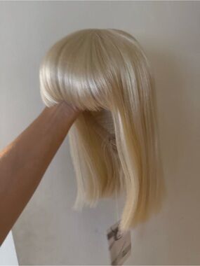 Blonde Straight Wig with Bangs - Women Hair